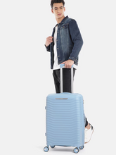 Load image into Gallery viewer, Silver Bar Textured 360 Degree Rotation Hard Sized Trolley Bag
