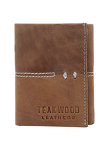 Load image into Gallery viewer, Teakwood Genuine Leather Tan Colour Tri Fold Wallet
