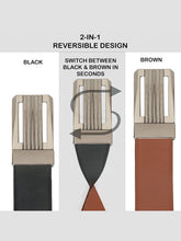Load image into Gallery viewer, Men Black &amp; Brown Solid Reversible Leather Belt
