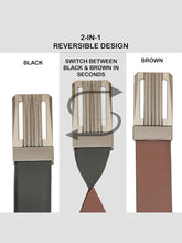 Load image into Gallery viewer, Men Black &amp; Brown Solid Reversible Leather Belt
