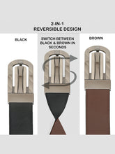 Load image into Gallery viewer, Men Black &amp; Brown Solid Reversible Leather Belt
