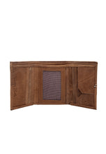 Load image into Gallery viewer, Teakwood Genuine Leather Tan Colour Tri Fold Wallet
