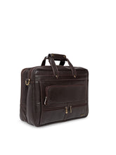 Load image into Gallery viewer, Teakwood Unisex Brown Solid Genuine Leather Laptop Bag
