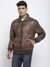 Load image into Gallery viewer, Teakwood Leathers Brown Genuine Leather Jacket
