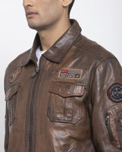 Load image into Gallery viewer, Teakwood Leathers Brown Genuine Leather Jacket

