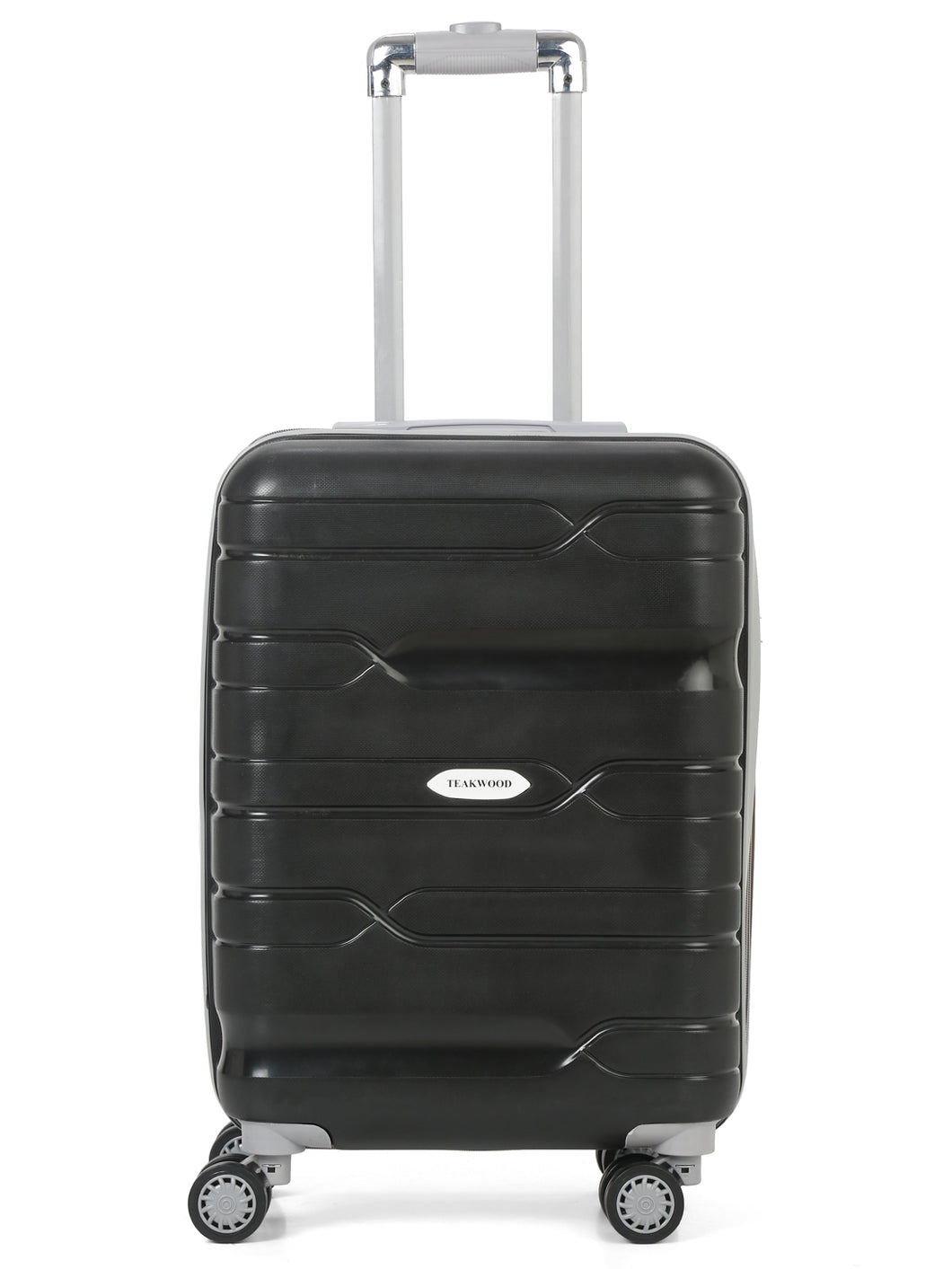 Teakwood Leather Black Patterned Hard-Sided Trolley Bag