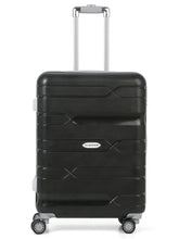 Load image into Gallery viewer, Teakwood Leather Black Patterned Hard-Sided Trolley Bag
