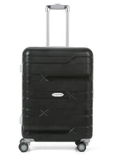 Load image into Gallery viewer, Teakwood Leather Black Patterned Hard-Sided Trolley Bag
