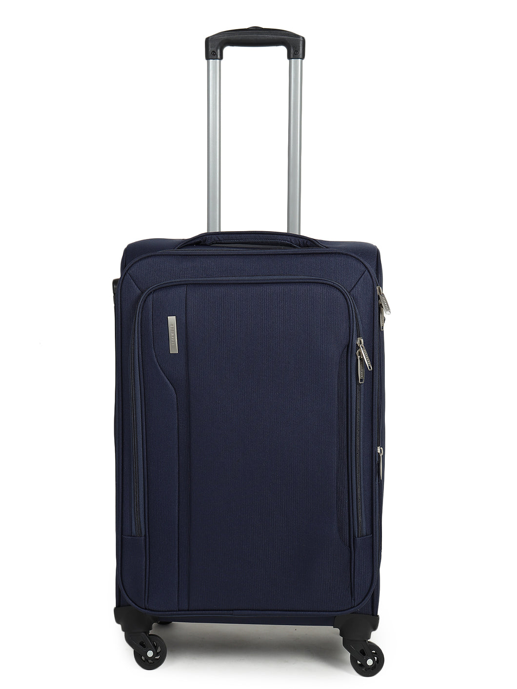 Unisex Blue Solid Soft-sided Trolley Suitcase
