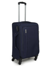 Load image into Gallery viewer, Unisex Blue Solid Soft-sided Trolley Suitcase
