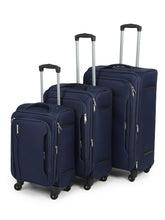 Load image into Gallery viewer, Unisex Blue Solid Soft-sided Trolley Suitcase
