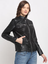 Load image into Gallery viewer, Teakwood Genuine Leathers Women`s Black Jacket
