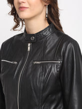 Load image into Gallery viewer, Teakwood Genuine Leathers Women`s Black Jacket
