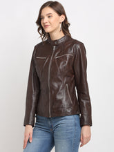 Load image into Gallery viewer, Teakwood Genuine Leathers Women`s Jacket (Wine)
