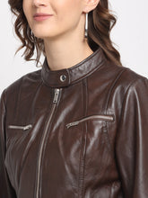 Load image into Gallery viewer, Teakwood Genuine Leathers Women`s Jacket (Wine)
