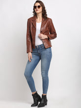 Load image into Gallery viewer, Teakwood Genuine Brown Leathers Women`s Jacket
