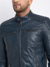 Load image into Gallery viewer, Teakwood Leathers  Men&#39;s 100% Genuine Dark Blue Leather Jacket
