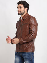 Load image into Gallery viewer, Teakwood Leathers Brown Men&#39;s 100% Genuine Leather Jacket
