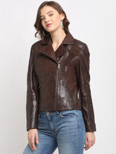 Load image into Gallery viewer, Teakwood Genuine Leathers Women`s Jacket (Wine)
