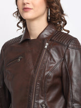Load image into Gallery viewer, Teakwood Genuine Leathers Women`s Jacket (Wine)
