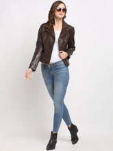 Load image into Gallery viewer, Teakwood Genuine Leathers Women`s Jacket (Wine)
