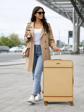 Load image into Gallery viewer, Teakwood Large Hard Shell Travel Trolley Luggage with 360° Dual Spinner Wheels, Unbreakable Scratch-Resistant Body, Side Combination Lock, Heavy-Duty Zippers, Mesh Organizer &amp; Elastic Cross Straps
