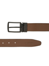 Load image into Gallery viewer, Teakwood Men's Premium Genuine Leather 2-in-1 Reversible Belt | Black &amp; Brown Pebble Grain Leather Finish | Matte Black Vector Pin Buckle | Adjustable 35 mm Dress Belt for Formal, Casual, Office &amp; Business Wear
