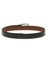 Load image into Gallery viewer, Teakwood Men's Premium Genuine Leather 2-in-1 Reversible Belt | Black &amp; Brown Crosshatch Textured Finish | Matte Black Linear Edge Pin Buckle | Adjustable 35 mm Dress Belt for Formal, Casual, Office &amp; Business Wear
