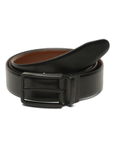 Load image into Gallery viewer, Teakwood Men's Premium Genuine Leather 2-in-1 Reversible Belt | Black &amp; Brown Crosshatch Textured Finish | Matte Black Linear Edge Pin Buckle | Adjustable 35 mm Dress Belt for Formal, Casual, Office &amp; Business Wear
