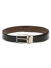 Load image into Gallery viewer, Teakwood Men's Premium Genuine Leather 2-in-1 Reversible Belt | Black &amp; Brown Natural Grain Leather Finish /Silver  Classic Angular Pin Buckle | Adjustable 35 mm Dress Belt for Formal, Casual, Office &amp; Business Wear
