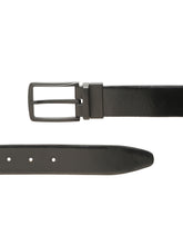 Load image into Gallery viewer, Teakwood Men's Premium Genuine Leather 2-in-1 Reversible Belt | Black &amp; Brown Fine Leather Finish | Matte Black Vector Pin Buckle | Adjustable 35 mm Dress Belt for Formal, Casual, Office &amp; Business Wear
