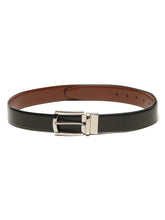 Load image into Gallery viewer, Teakwood Men's Premium Genuine Leather 2-in-1 Reversible Belt | Black &amp; Brown Crosshatch Textured Finish | Silver  Classic Curved Pin Buckle | Adjustable 35 mm Dress Belt for Formal, Casual, Office &amp; Business Wear
