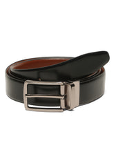 Load image into Gallery viewer, Teakwood Men's Premium Genuine Leather 2-in-1 Reversible Belt | Black &amp; Brown Fine Leather Finish |Nickle Black Vector Pin Buckle | Adjustable 35 mm Dress Belt for Formal, Casual, Office &amp; Business Wear
