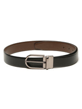 Load image into Gallery viewer, Teakwood Men's Premium Genuine Leather 2-in-1 Reversible Belt | Black &amp; Brown Crosshatch Textured Leather | Nickal Black Rectangular Pin Buckle | Adjustable 35 mm Dress Belt for Formal, Casual, Office &amp; Business Wear
