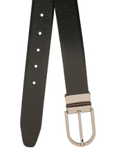 Load image into Gallery viewer, Teakwood Men's Premium Genuine Leather 2-in-1 Reversible Belt | Black &amp; Brown Crosshatch Textured Leather | Nickal Black Rectangular Pin Buckle | Adjustable 35 mm Dress Belt for Formal, Casual, Office &amp; Business Wear
