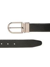 Load image into Gallery viewer, Teakwood Men's Premium Genuine Leather 2-in-1 Reversible Belt | Black &amp; Brown Crosshatch Textured Leather | Nickal Black Rectangular Pin Buckle | Adjustable 35 mm Dress Belt for Formal, Casual, Office &amp; Business Wear
