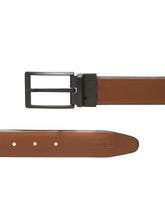 Load image into Gallery viewer, Teakwood Men's Premium Genuine Leather 2-in-1 Reversible Belt | Black &amp; Brown Natural Grain Leather Finish |Matte Black Classic Tapered Pin Buckle | Adjustable 35 mm Dress Belt for Formal, Casual, Office &amp; Business Wear

