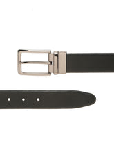 Load image into Gallery viewer, Teakwood Men's Premium Genuine Leather 2-in-1 Reversible Belt | Black &amp; Brown Crosshatch Textured Finish | Nickle Black Linear Pin Buckle | Adjustable 35 mm Dress Belt for Formal, Casual, Office &amp; Business Wear
