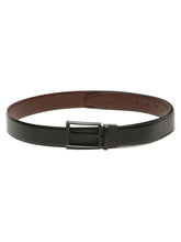 Load image into Gallery viewer, Teakwood Men's Premium Genuine Leather 2-in-1 Reversible Belt | Black &amp; Brown Fine Leather Finish |Silver  Rounded Rectangular Pin Buckle | Adjustable 35 mm Dress Belt for Formal, Casual, Office &amp; Business Wear
