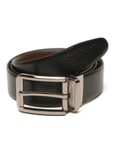 Load image into Gallery viewer, Teakwood Men's Premium Genuine Leather 2-in-1 Reversible Belt | Black &amp; Brown Natural Grain Leather Finish | Nickel Black Classic Edge Pin Buckle | Adjustable 35 mm Dress Belt for Formal, Casual, Office &amp; Business Wear
