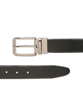 Load image into Gallery viewer, Teakwood Men's Premium Genuine Leather 2-in-1 Reversible Belt | Black &amp; Brown Natural Grain Leather Finish | Nickel Black Classic Edge Pin Buckle | Adjustable 35 mm Dress Belt for Formal, Casual, Office &amp; Business Wear
