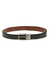Load image into Gallery viewer, Teakwood Men's Premium Genuine Leather 2-in-1 Reversible Belt | Black &amp; Brown Fine Leather Finish |Nickle Black Linear Edge Pin Buckle | Adjustable 35 mm Dress Belt for Formal, Casual, Office &amp; Business Wear
