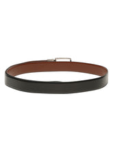 Load image into Gallery viewer, Teakwood Men's Premium Genuine Leather 2-in-1 Reversible Belt | Black &amp; Brown Fine Leather Finish |Nickle Black Linear Edge Pin Buckle | Adjustable 35 mm Dress Belt for Formal, Casual, Office &amp; Business Wear
