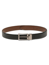 Load image into Gallery viewer, Teakwood Men's Premium Genuine Leather 2-in-1 Reversible Belt | Black &amp; Brown Crosshatch Textured Leather | Nickal Black Rectangular Pin Buckle | Adjustable 35 mm Dress Belt for Formal, Casual, Office &amp; Business Wear
