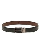 Load image into Gallery viewer, Teakwood Men's Premium Genuine Leather 2-in-1 Reversible Belt | Black &amp; Brown Natural Grain Leather Finish |Nickle Black Linear Edge Pin Buckle | Adjustable 35 mm Dress Belt for Formal, Casual, Office &amp; Business Wear
