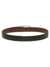 Load image into Gallery viewer, Teakwood Men's Premium Genuine Leather 2-in-1 Reversible Belt | Black &amp; Brown Natural Grain Leather Finish |Nickle Black Linear Edge Pin Buckle | Adjustable 35 mm Dress Belt for Formal, Casual, Office &amp; Business Wear
