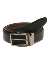 Load image into Gallery viewer, Teakwood Men's Premium Genuine Leather 2-in-1 Reversible Belt | Black &amp; Brown Natural Grain Leather Finish |Nickle Black Linear Edge Pin Buckle | Adjustable 35 mm Dress Belt for Formal, Casual, Office &amp; Business Wear
