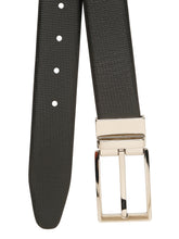 Load image into Gallery viewer, Teakwood Men's Premium Genuine Leather 2-in-1 Reversible Belt | Black &amp; Brown Natural Grain Leather Finish / Silver  Classic Tapered Pin Buckle | Adjustable 35 mm Dress Belt for Formal, Casual, Office &amp; Business Wear
