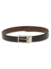 Load image into Gallery viewer, Teakwood Men's Premium Genuine Leather 2-in-1 Reversible Belt | Black &amp; Brown Natural Grain Leather Finish |Silver Vector Pin Buckle | Adjustable 35 mm Dress Belt for Formal, Casual, Office &amp; Business Wear
