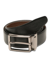 Load image into Gallery viewer, Teakwood Men's Premium Genuine Leather 2-in-1 Reversible Belt | Black &amp; Brown Pebble Grain Leather Finish | Nickel Black Refined Slim Frame Pin Buckle | Adjustable 35 mm Dress Belt for Formal, Casual, Office &amp; Business Wear
